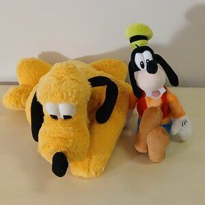 Plush Pluto and Goofy dolls